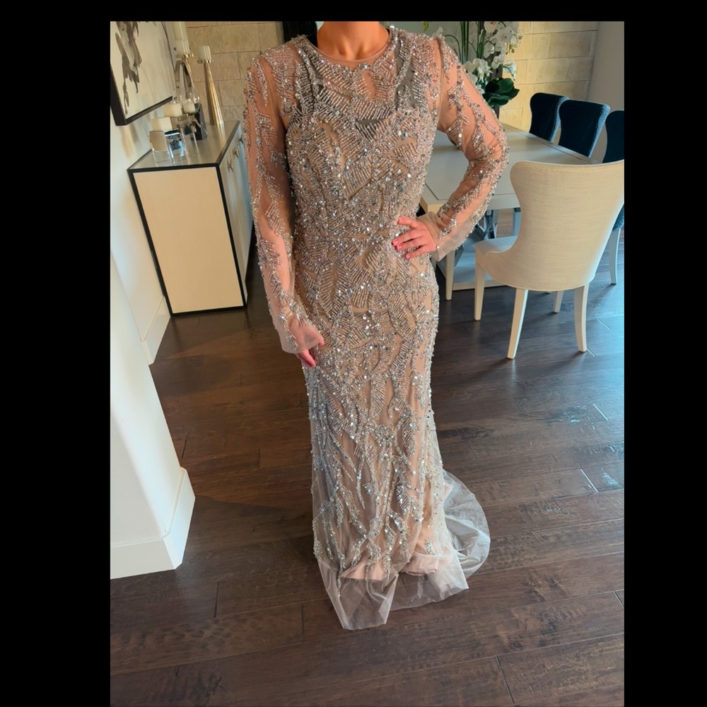 Adore Me Gold Long Sleeve Gown with Bishop Sleeves for Bride